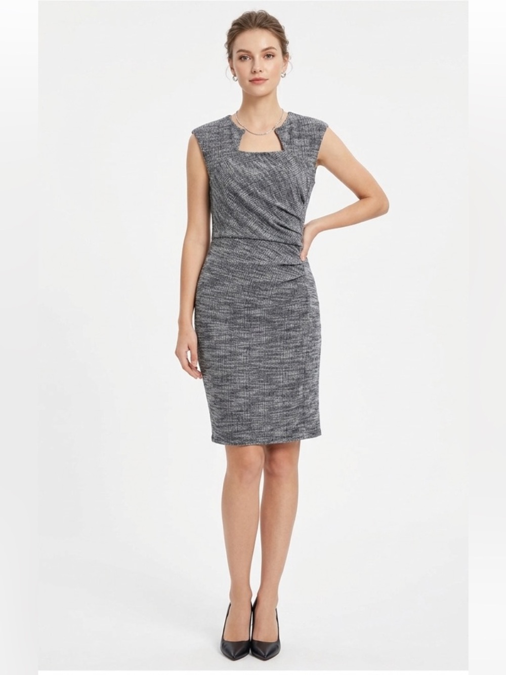 SHEIN Black & White Textured Knit Dress – Size Medium